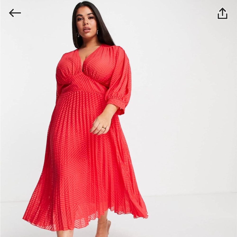 ASOS Curve batwing pleated midi dress